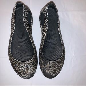 Crocs Women’s Black Patterned Slip On Sandals Size 7